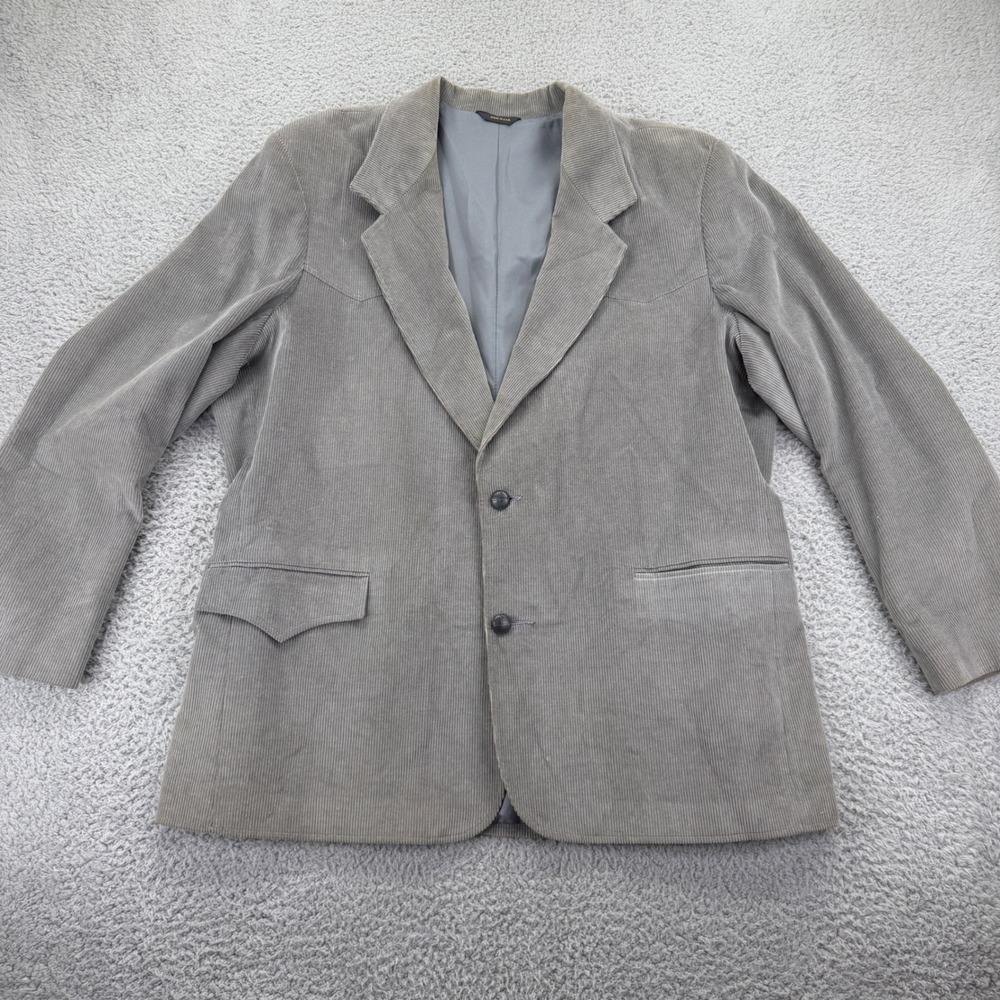 Pioneer Wear Mens Gray Corduroy Western Blazer Sport Coat Elbow Patches USA 48